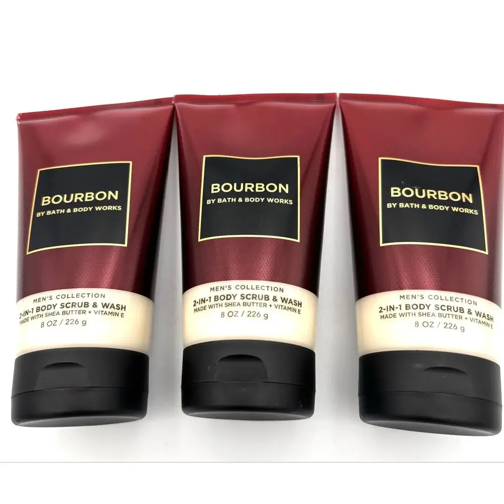 Bath & Body Works Bourbon 2-in-1 Body Scrub & Wash 8 oz Lot of 3 Men’s NEW